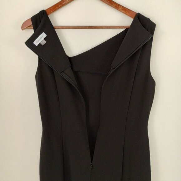 Calvin Klein Hi Low Ruffle Hem Sleeveless Midi Dress Size 10 Black Classic - Picture 9 of 9